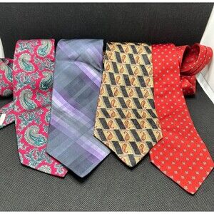 Lot Bundle Men's Neck Ties Murano, Perry Ellis, Italian Silk and Italian Acetate